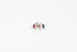 White Gold Rainbow Sapphire and Ruby Ring with Diamonds