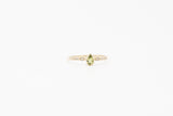 Yellow Gold Pear Shape Bezel Set Peridot and Diamond Ring