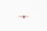 Rose Gold Oval Cut Bezel Amethyst and Diamond Ring