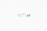 White Gold Emerald Cut Blue Topaz Ring