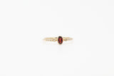 Yellow Gold Oval Bezel Garnet and Diamond Ring
