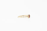 Yellow Gold Oval Bezel Garnet and Diamond Ring