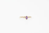Yellow Gold Oval Cut Bezel Amethyst and Diamond Ring