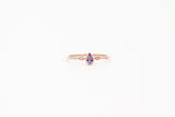Rose Gold Pear Shape Bezel Amethyst and Diamond Ring