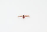 Rose Gold Pear Shape Bezel Set Garnet and Diamond Ring