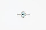 White Gold Aquamarine and Diamond Halo Ring
