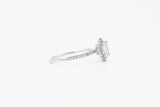 White Gold Aquamarine and Diamond Halo Ring