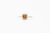 White Gold Citrine and Diamond Halo Ring