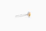 White Gold Citrine and Diamond Halo Ring