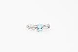 White Gold Oval Aquamarine and Diamond Twisted Band Ring
