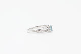 White Gold Oval Aquamarine and Diamond Twisted Band Ring
