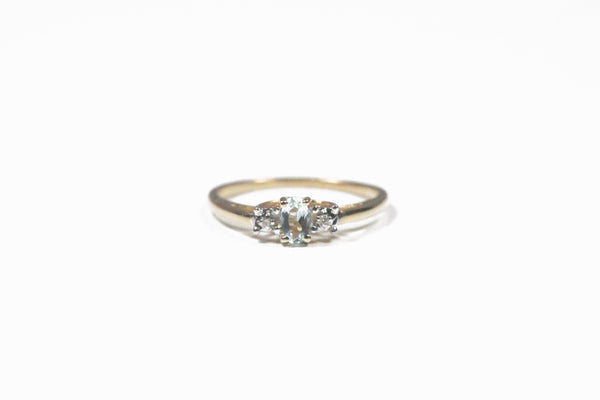 Yellow Gold Aquamarine and Diamond Ring