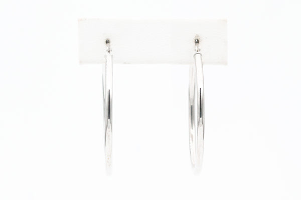 White Gold Large Classic Hoop Earrings
