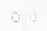 White Gold Flat Wavy Hoop Earrings