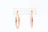 Rose Gold Textured Tube Hoop Earrings