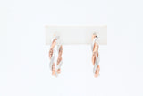 Two-Tone Twisted Textured Hoop Earrings
