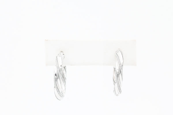 White Gold Twisted Sparkle Hoops