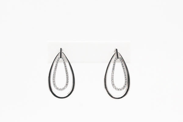Sterling Silver Teardrop Earrings with Cubic Zirconia
