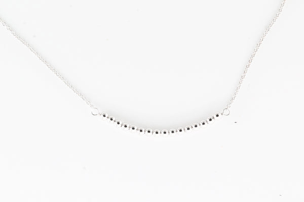 Sterling Silver Beaded Curved Bar Necklace