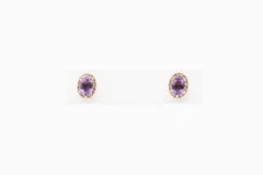 Yellow Gold Amethyst Halo Earrings