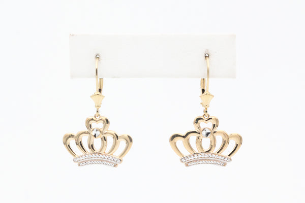 Yellow Gold Crown Earrings