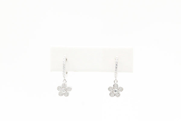 Sterling Silver Mini Flower Huggie Earrings