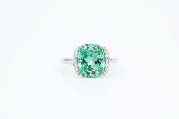 Sterling Silver Lab Created Green Sapphire and Lassaire Ring
