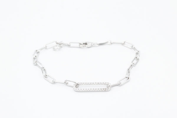 Sterling Silver Lafonn Paperclip Link Bracelet
