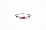 White Gold Ruby and Diamond Vintage Style Ring