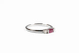 White Gold Ruby and Diamond Vintage Style Ring