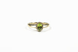 Yellow Gold Peridot and Diamond Halo Ring with Split Shank
