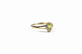 Yellow Gold Peridot and Diamond Halo Ring with Split Shank