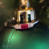 White Gold Ruby and Diamond Vintage Style Ring
