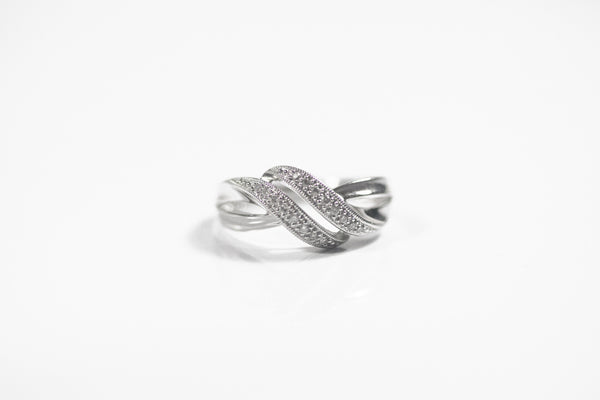 Sterling Silver Double Swirl Ring with Diamonds
