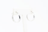 White Gold Texture Stripe Hoop Earrings