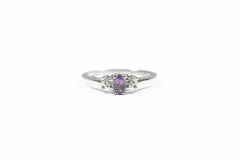 White Gold Amethyst Birthstone Ring with Diamonds