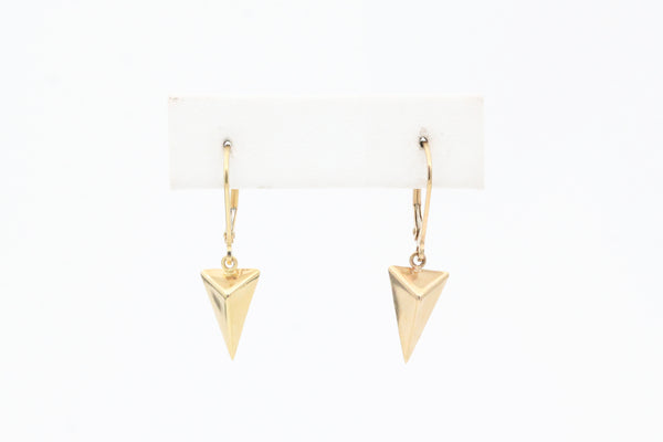 Yellow Gold Triangle Dangle Earrings