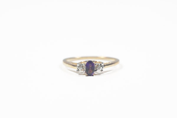 Yellow Gold Amethyst Ring with Diamonds